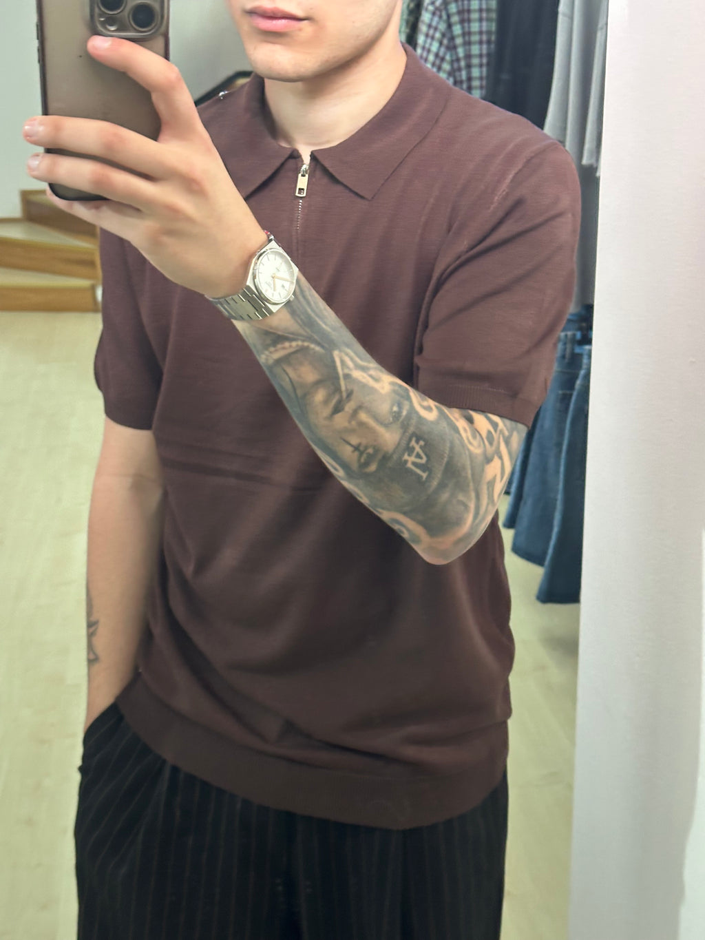 Polo in filo zip