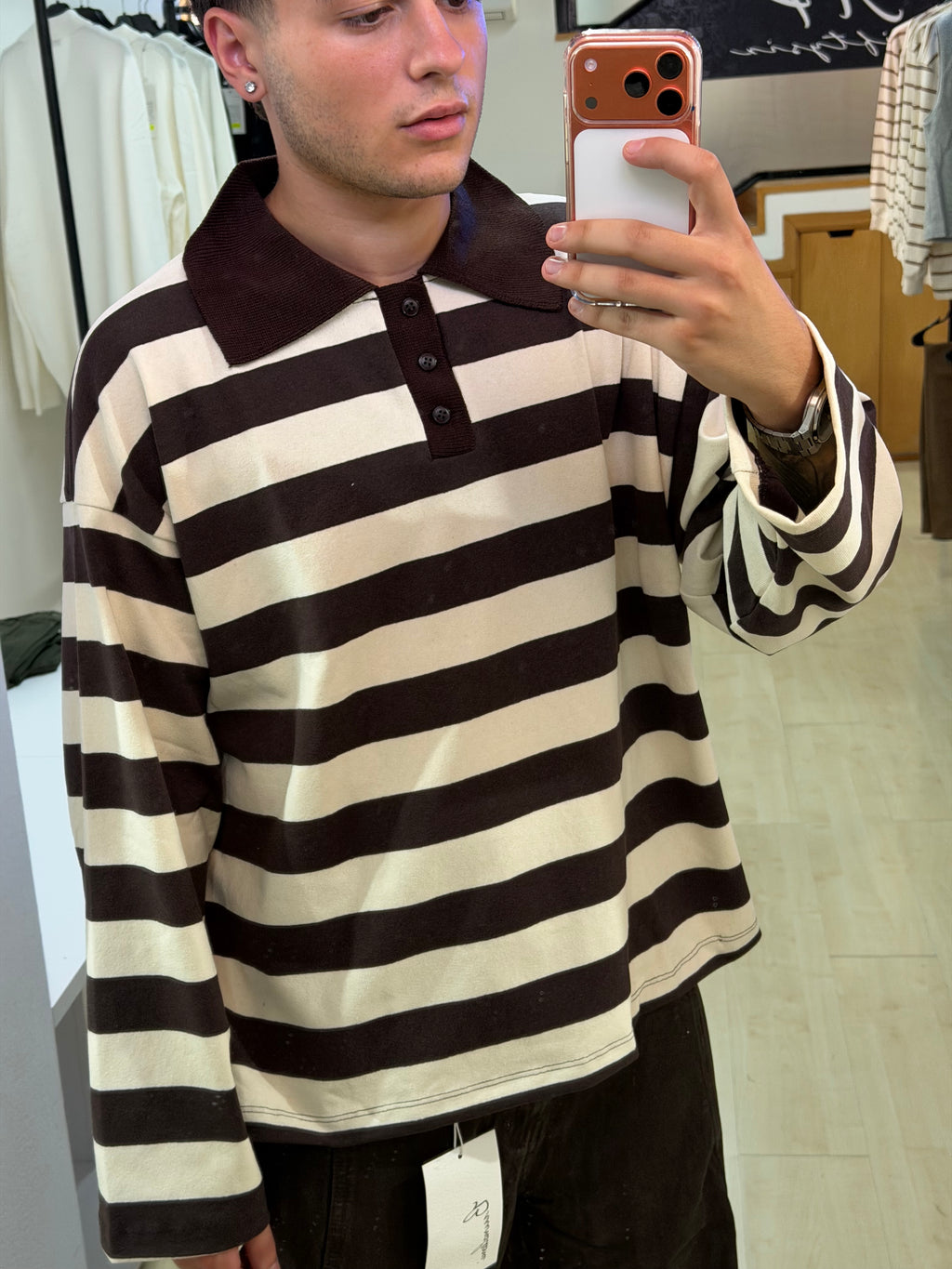 Polo a righe oversize