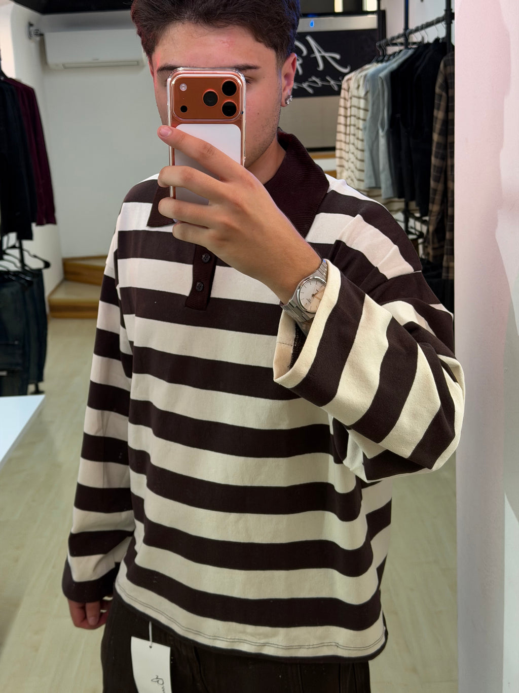 Polo a righe oversize