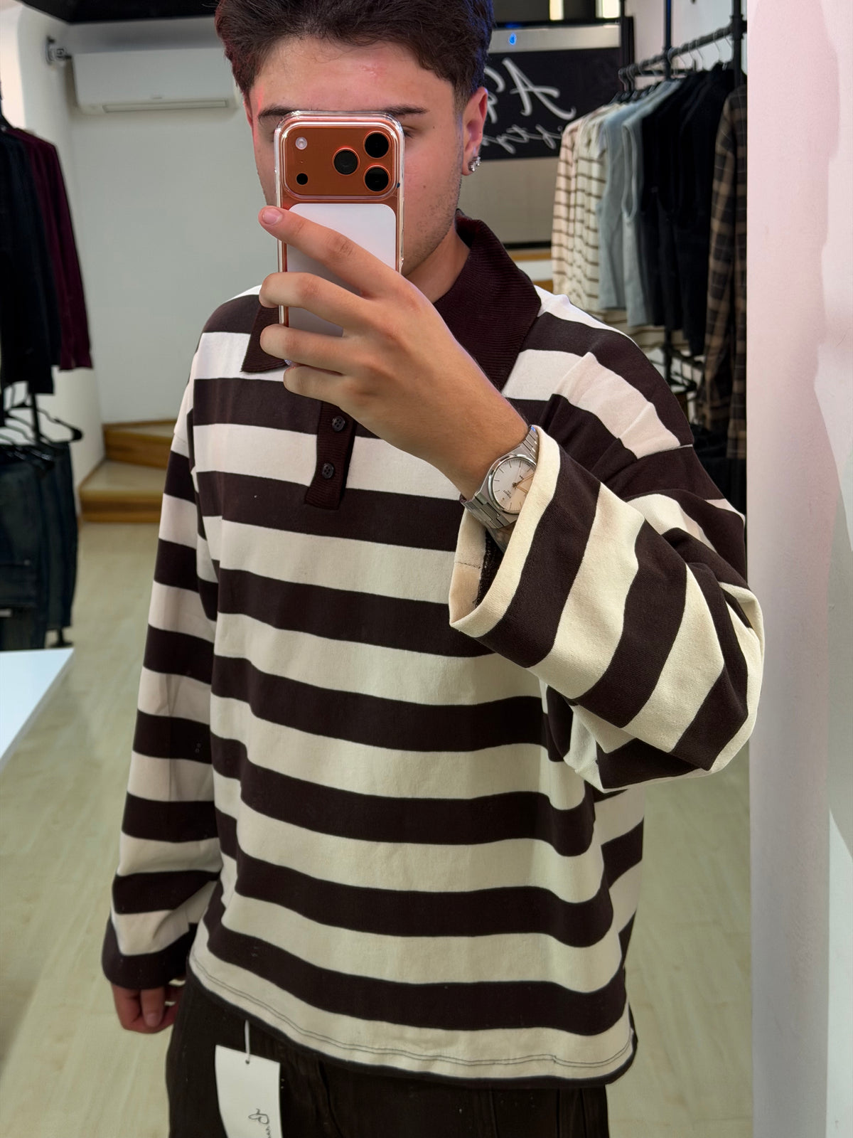 Polo a righe oversize