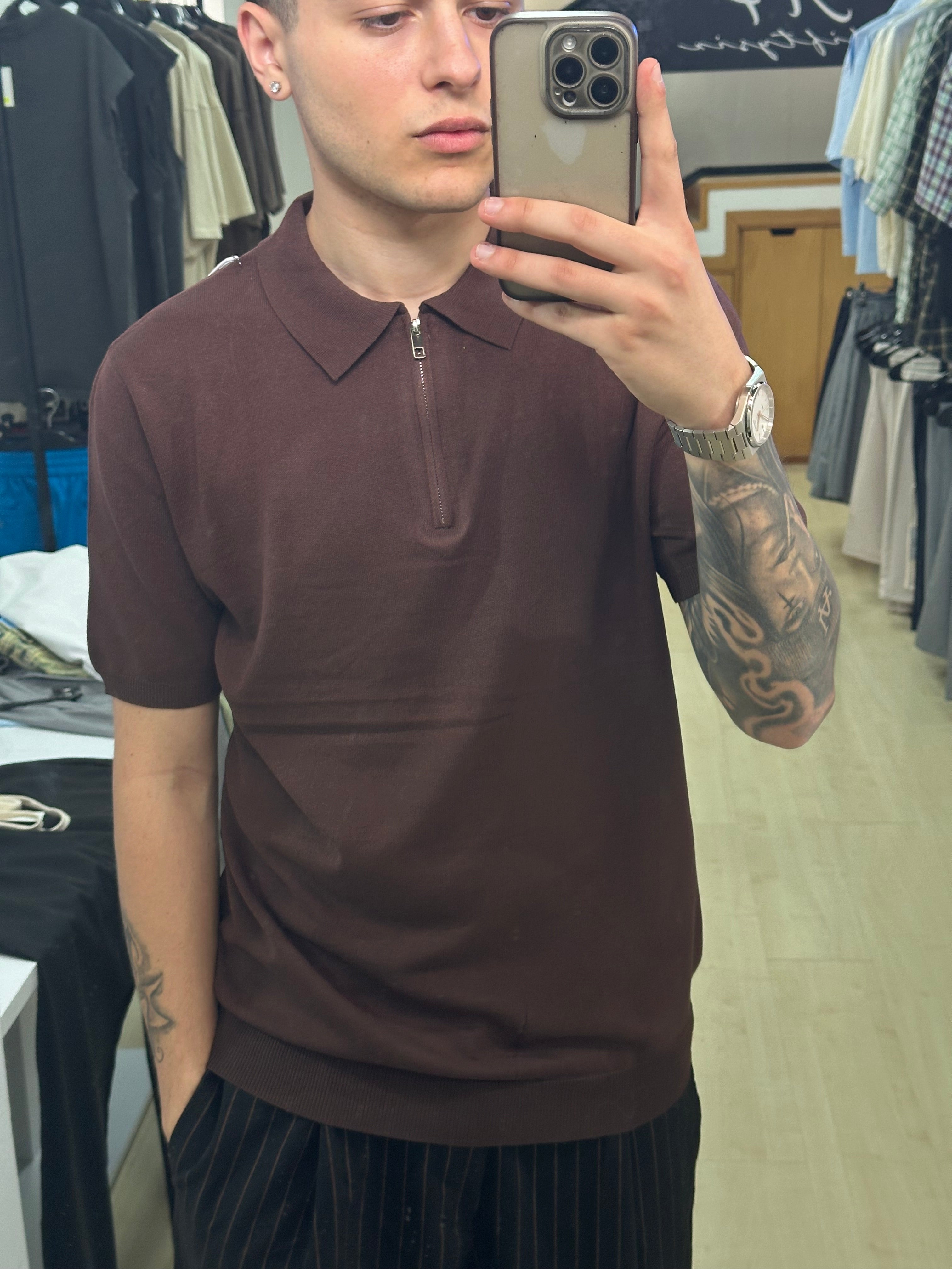 Polo in filo zip