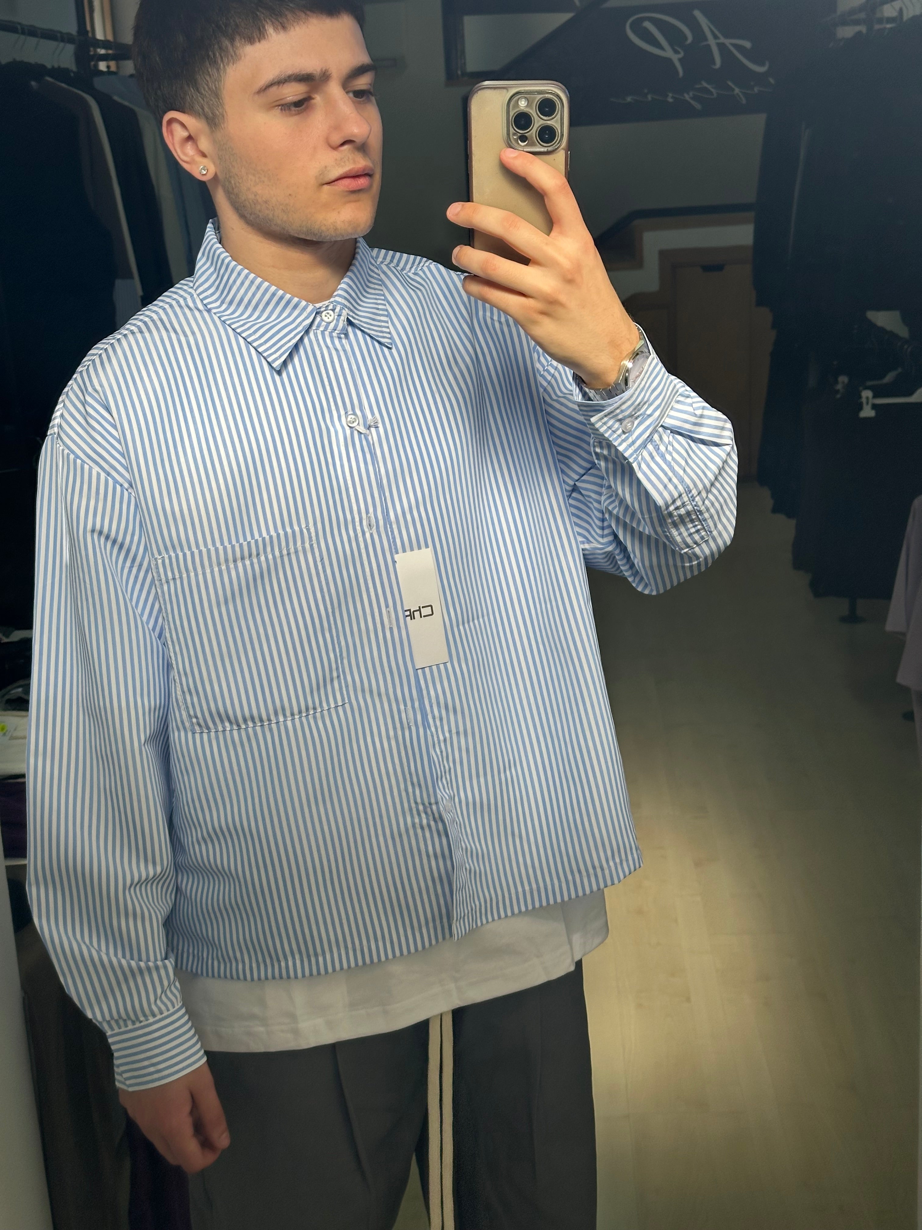 Camicia crop a righe