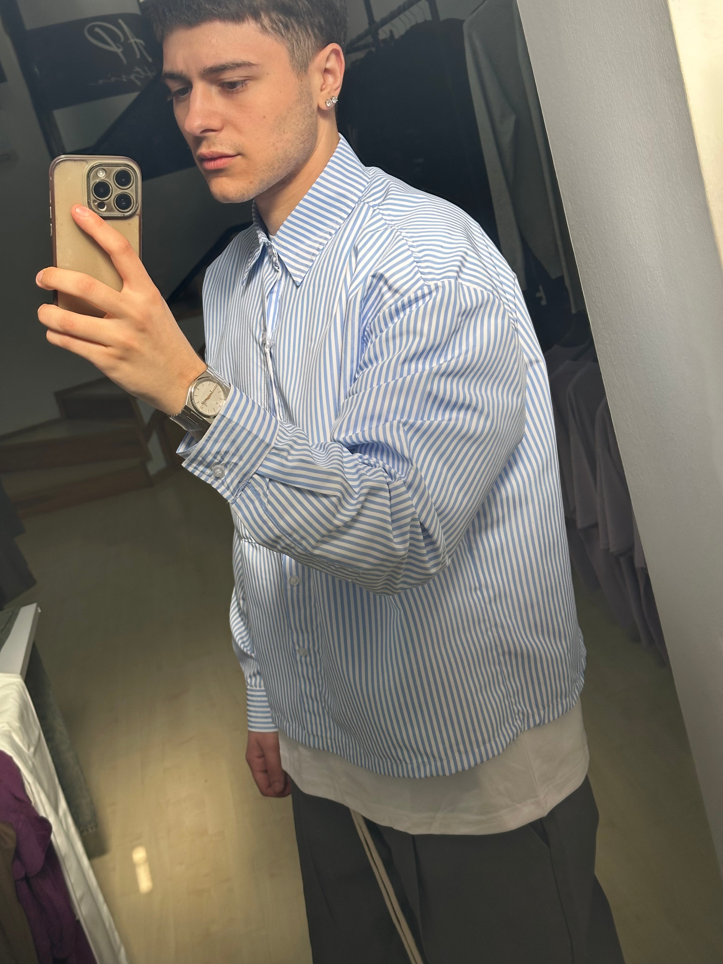 Camicia crop a righe