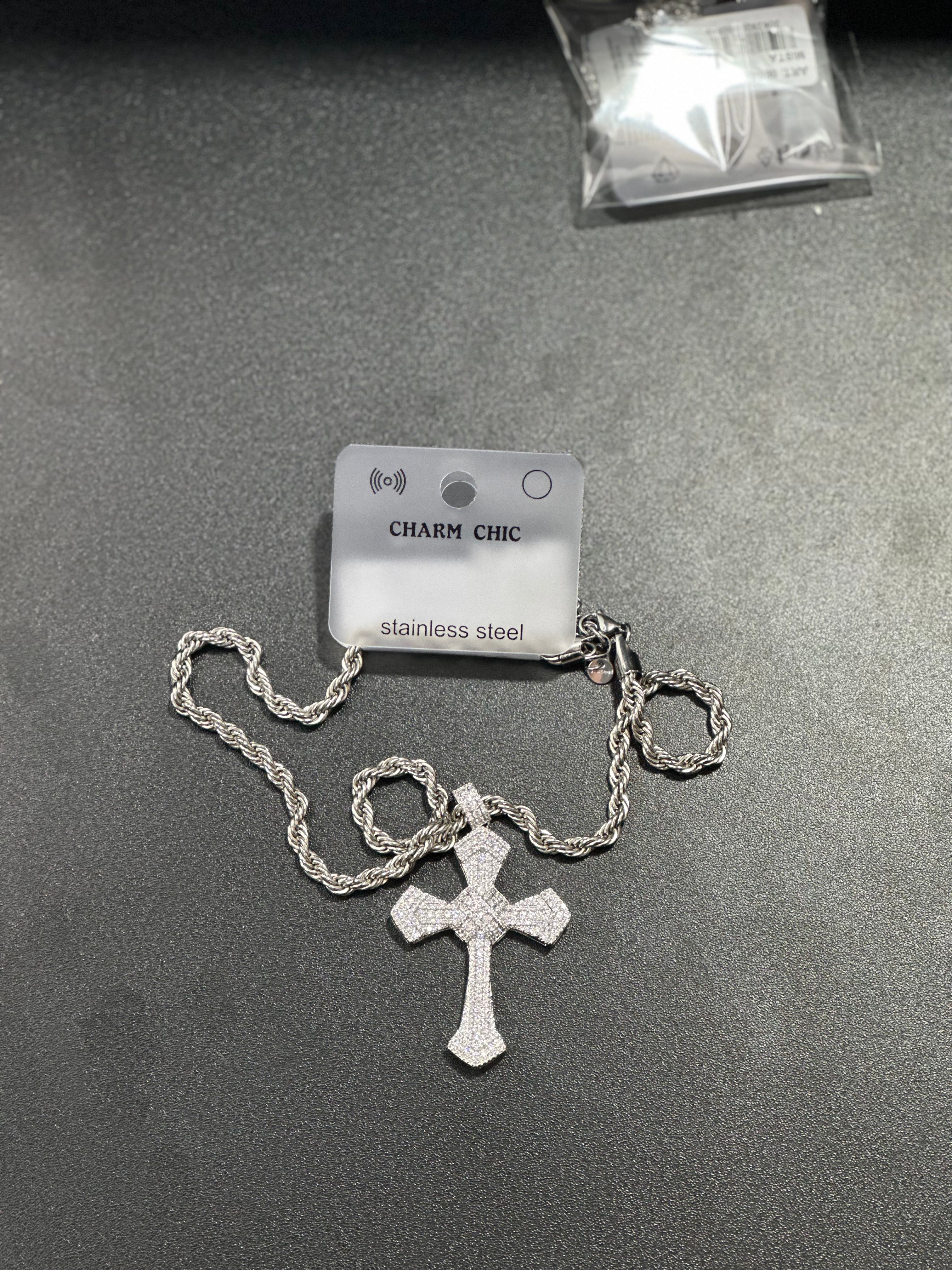 Collana regolabile zirconi e acciaio inossidabile