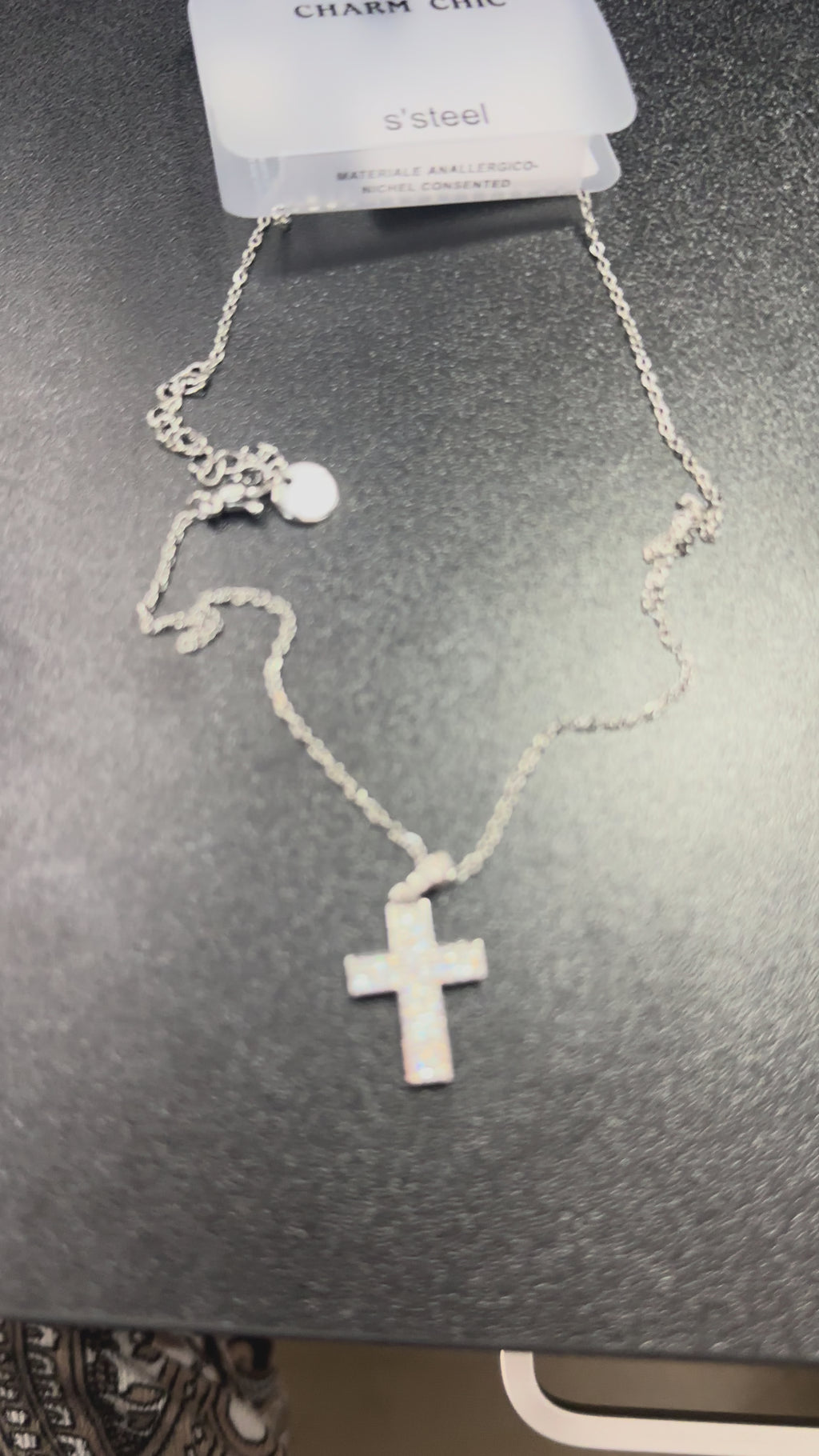 Collana regolabile zirconi e acciaio inossidabile