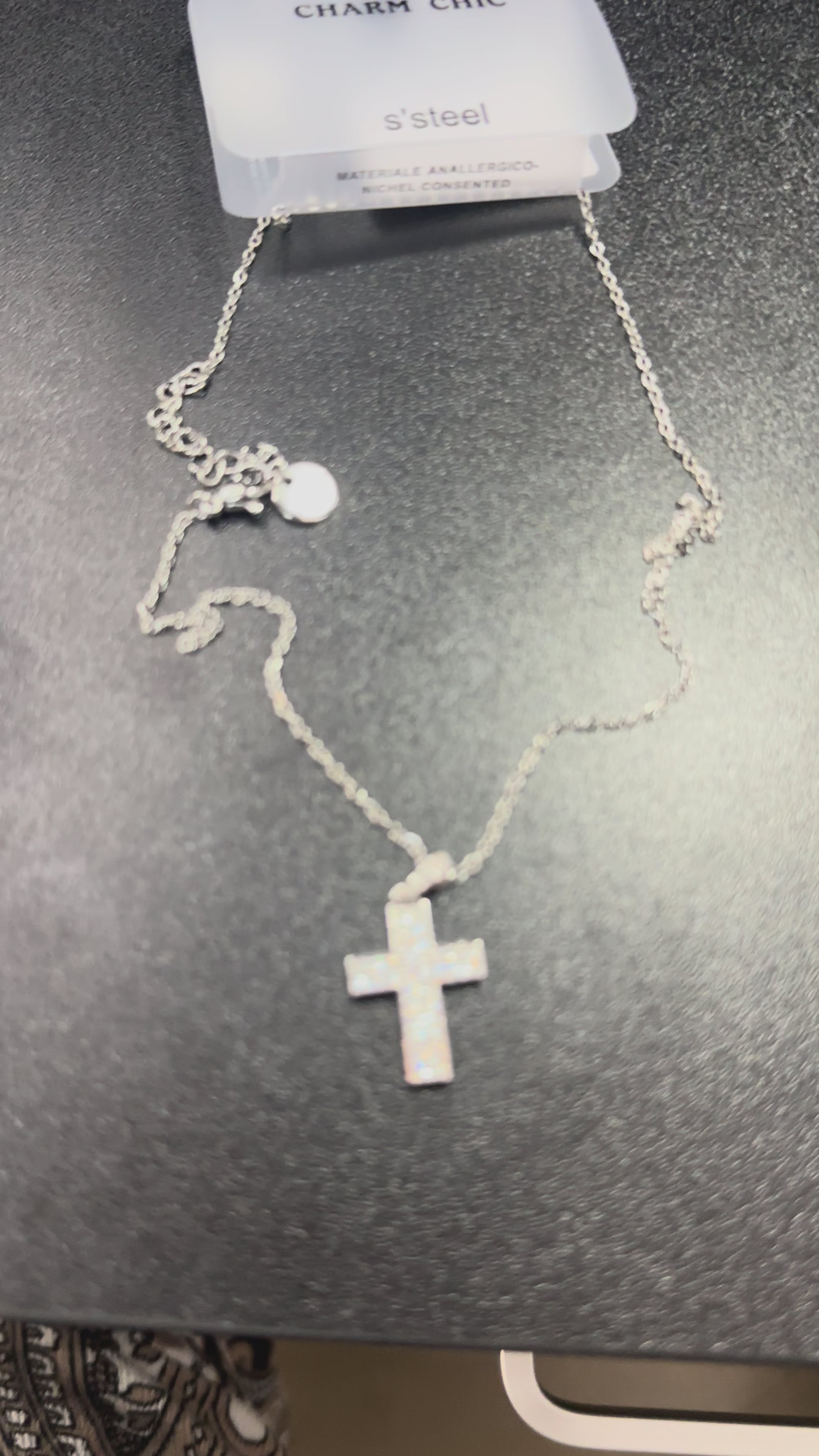 Collana regolabile zirconi e acciaio inossidabile