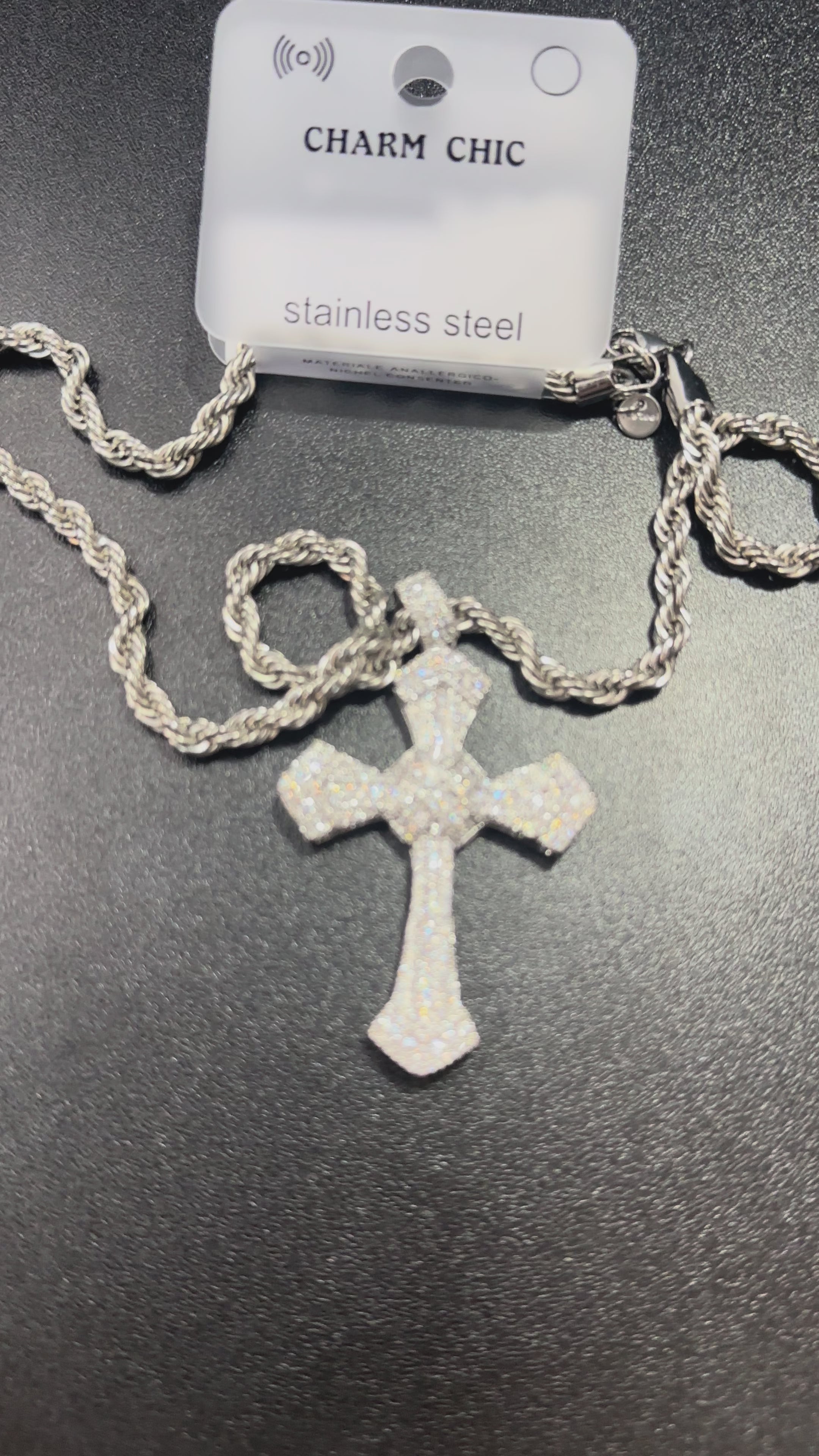 Collana regolabile zirconi e acciaio inossidabile